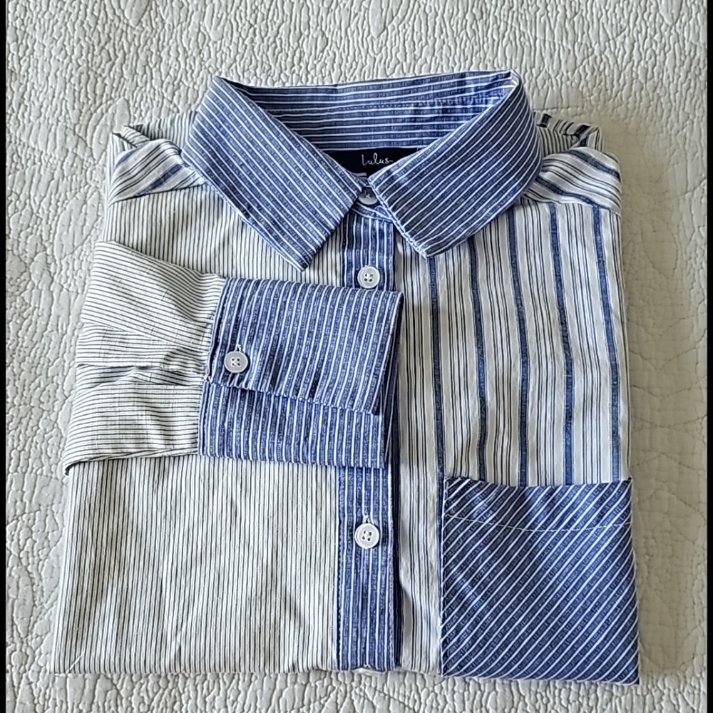 Lulu's Contrast Button-Down Longsleeves Shirt - image 1